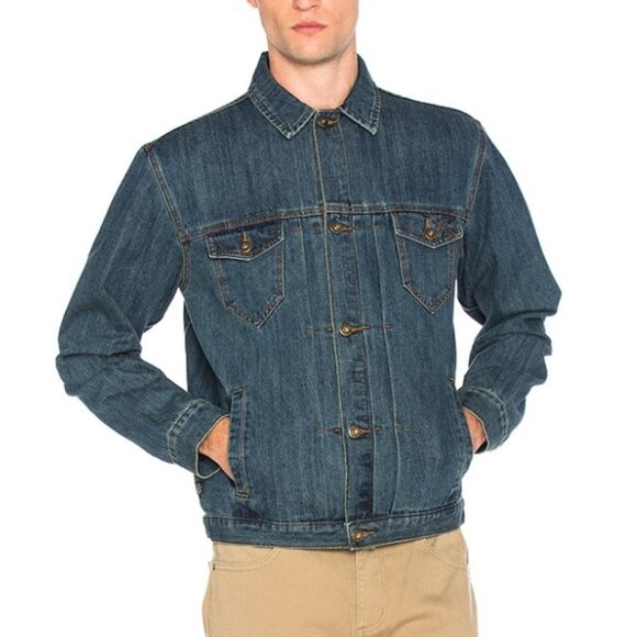 10.DEEP Mens Badlands Denim Jean Jacket Embroidered Southwestern Desert Cactus M - Picture 6 of 9